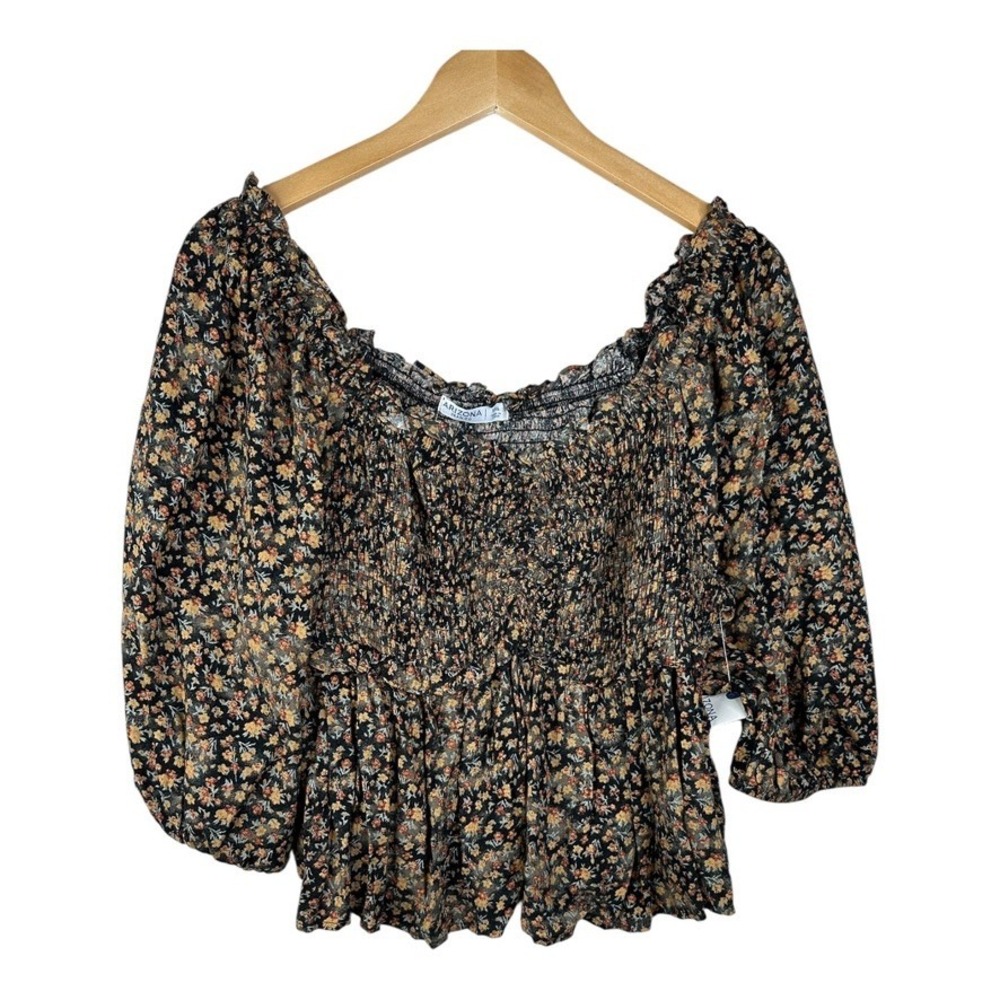 NWT Arizona Juniors Womens Sweetheart Neck 3/4 Sleeve‎ Peasant Top Size XXL